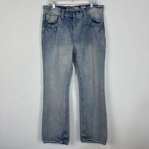 Men's Reverse Denim Bootcut 100% Cotton Jeans Size 38x34
